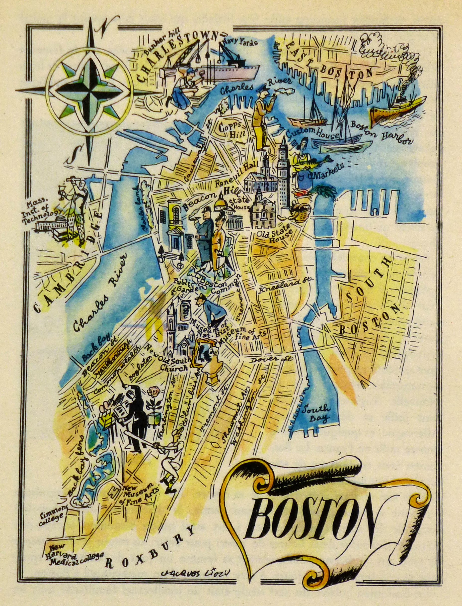 Pictorial Map - Boston, 1946-main-6234K Pictorial Map - Boston, 1946-main-6234K
