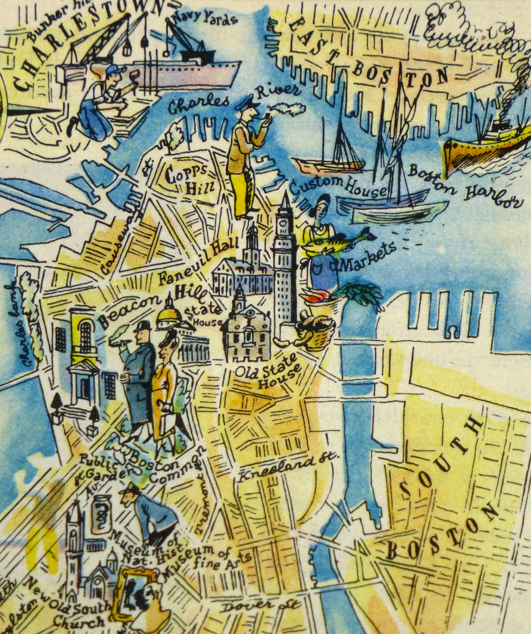 Pictorial Map - Boston, 1946-detail-6234K Pictorial Map - Boston, 1946-detail-6234K