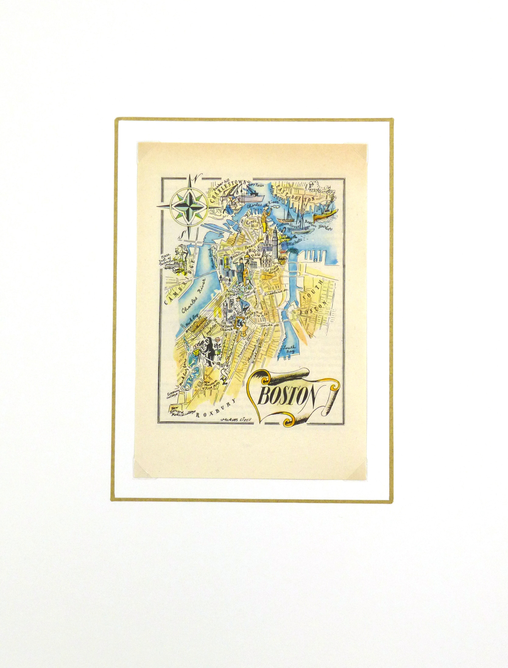 Pictorial Map - Boston, 1946-matted-6234K Pictorial Map - Boston, 1946-matted-6234K