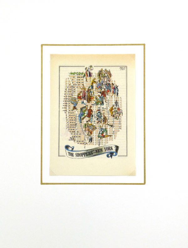 Shoppers of New York City Pictorial Map, 1946-matted-6235K
