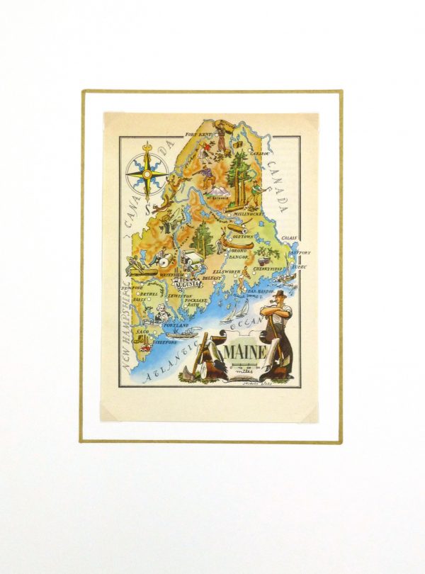 Maine Pictorial Map, 1946-matted-6237K