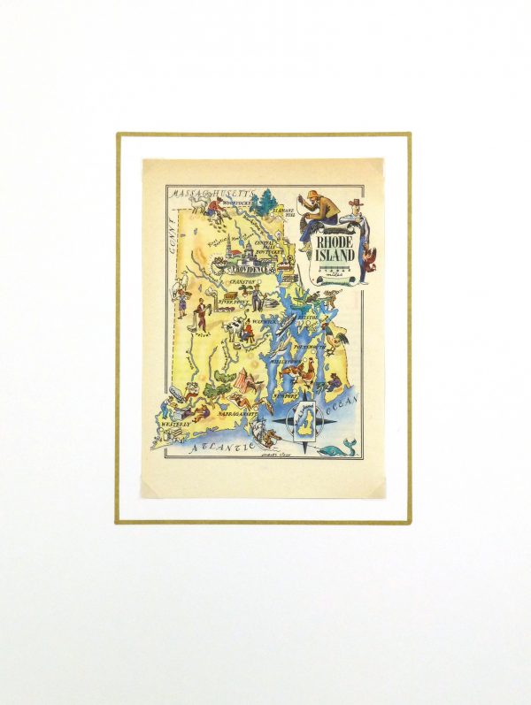 Rhode Island Pictorial Map, 1946-matted-6238K