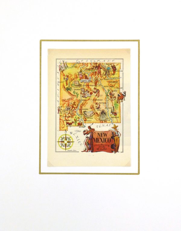 New Mexico Pictorial Map, 1946-matted-6247K