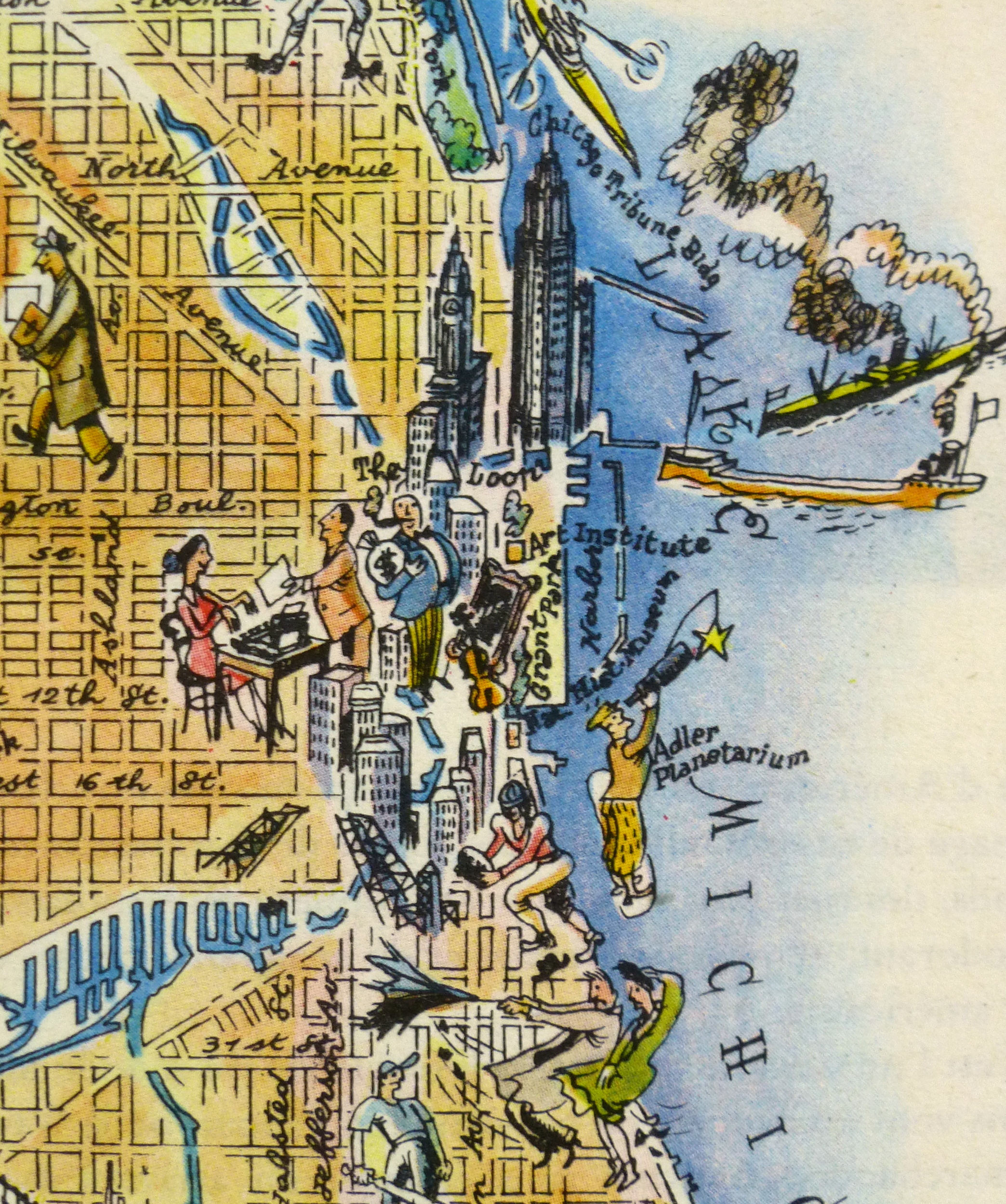 Pictorial Map - Chicago, 1946-detail-6252K Pictorial Map - Chicago, 1946-detail-6252K