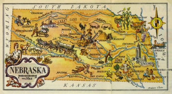 Nebraska Pictorial Map, 1946-main-6256K