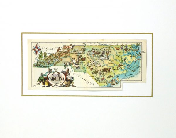 North Carolina Pictorial Map, 1946-matted-6261K