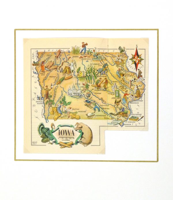 Pictorial Map - Iowa, 1946-matted-6263K