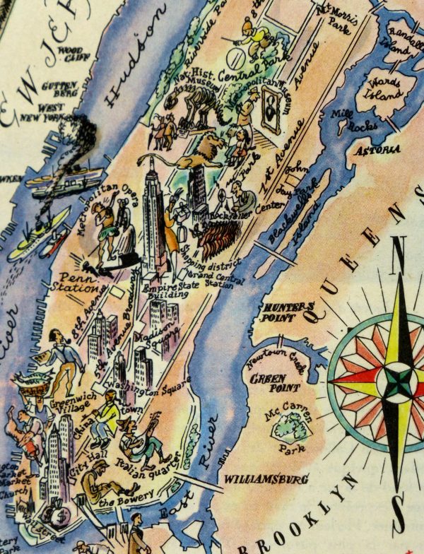New York City Pictorial Map, 1946-detail-6265K