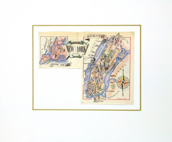 New York City Pictorial Map, 1946-matted-6265K