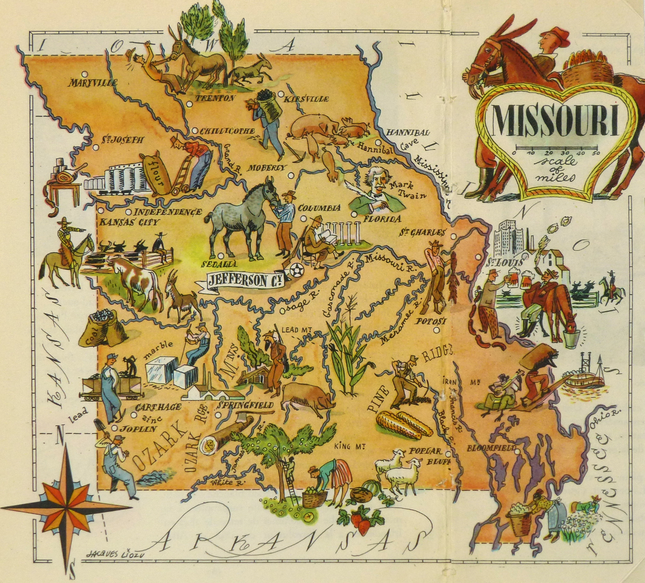 Missouri Pictorial Map, 1946-main-6270K Missouri Pictorial Map, 1946-main-6270K