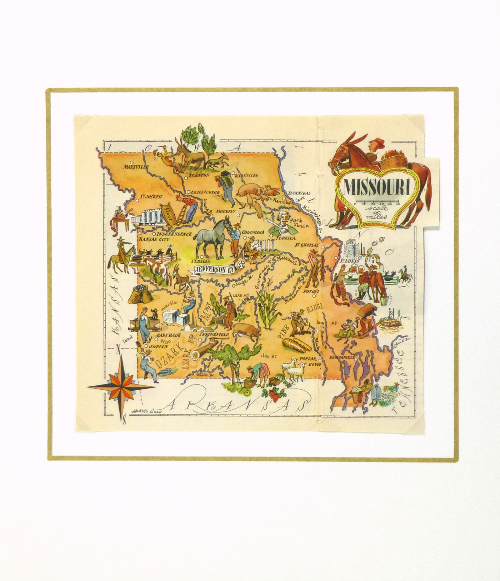 Missouri Pictorial Map, 1946-matted-6270K Missouri Pictorial Map, 1946-matted-6270K