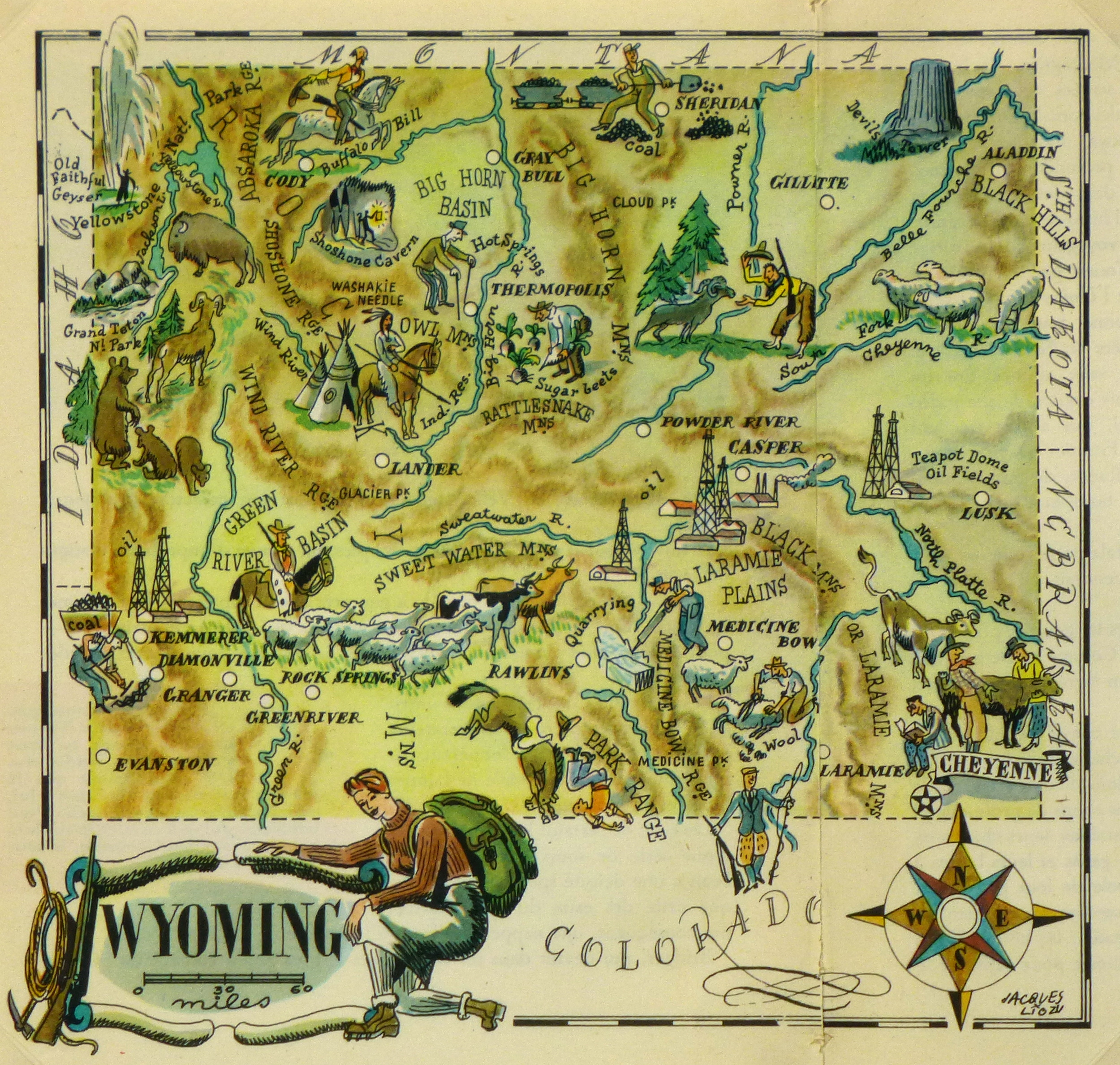 Wyoming Pictorial Map, 1946-main-6274K Wyoming Pictorial Map, 1946-main-6274K