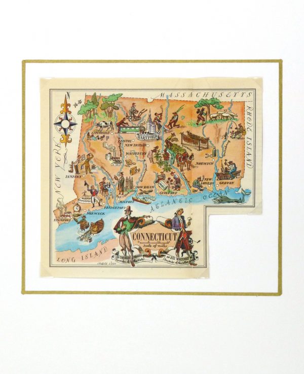 Pictorial Map - Connecticut, 1946-matted-6277K