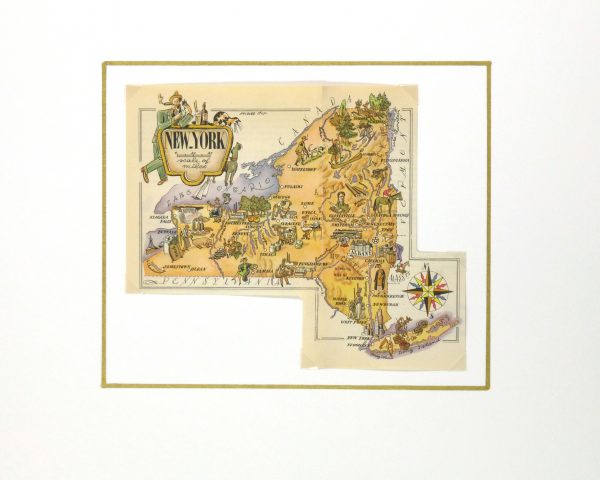 New York Pictorial Map, 1946-matted-6278K