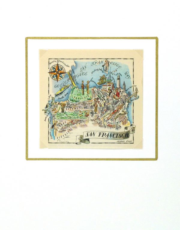 San Francisco Pictorial Map, 1946-matted-6282K