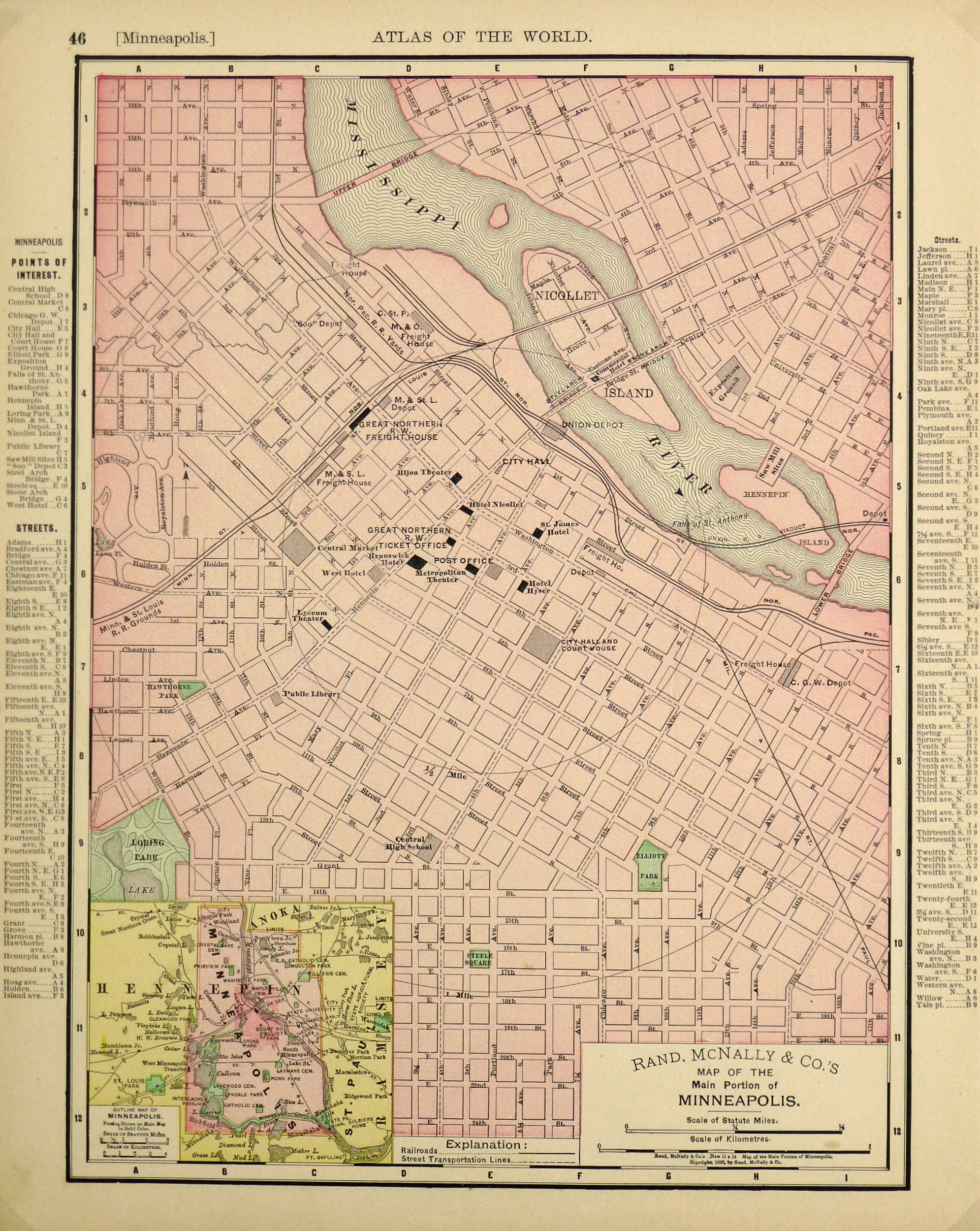 Minneapolis Map, 1895-main-6437K Minneapolis Map, 1895-main-6437K