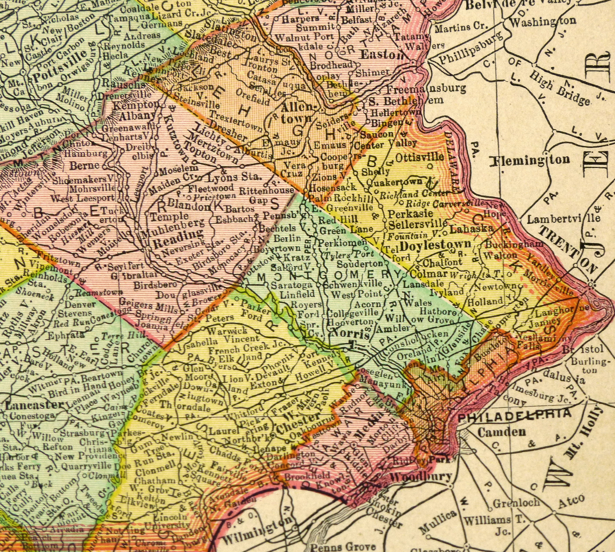Map of Pennsylvania, 1895-detail-6449K Map of Pennsylvania, 1895-detail-6449K