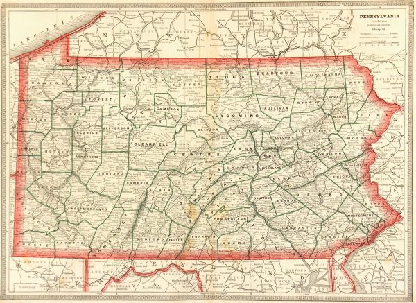 Pennsylvania Map, 1890-main-6483K
