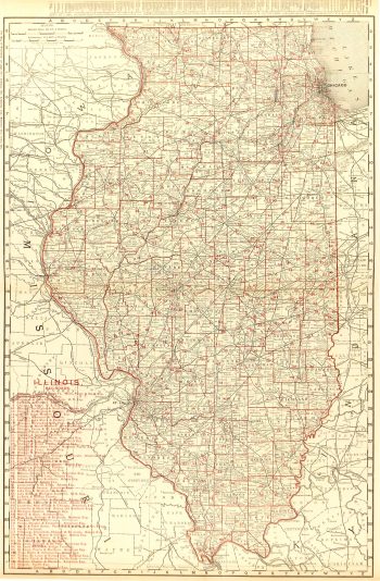 Illinois Counties & Railroads Map, 1895-main-6556K