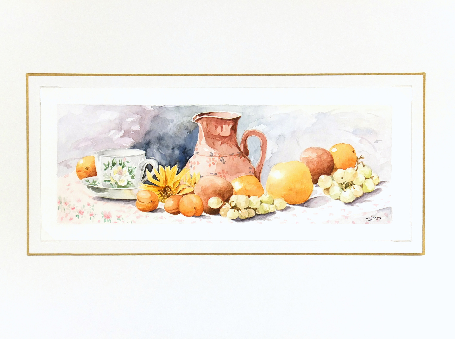 Watercolor Still Life- Season Harvest-matted-7017K Watercolor Still Life- Season Harvest-matted-7017K