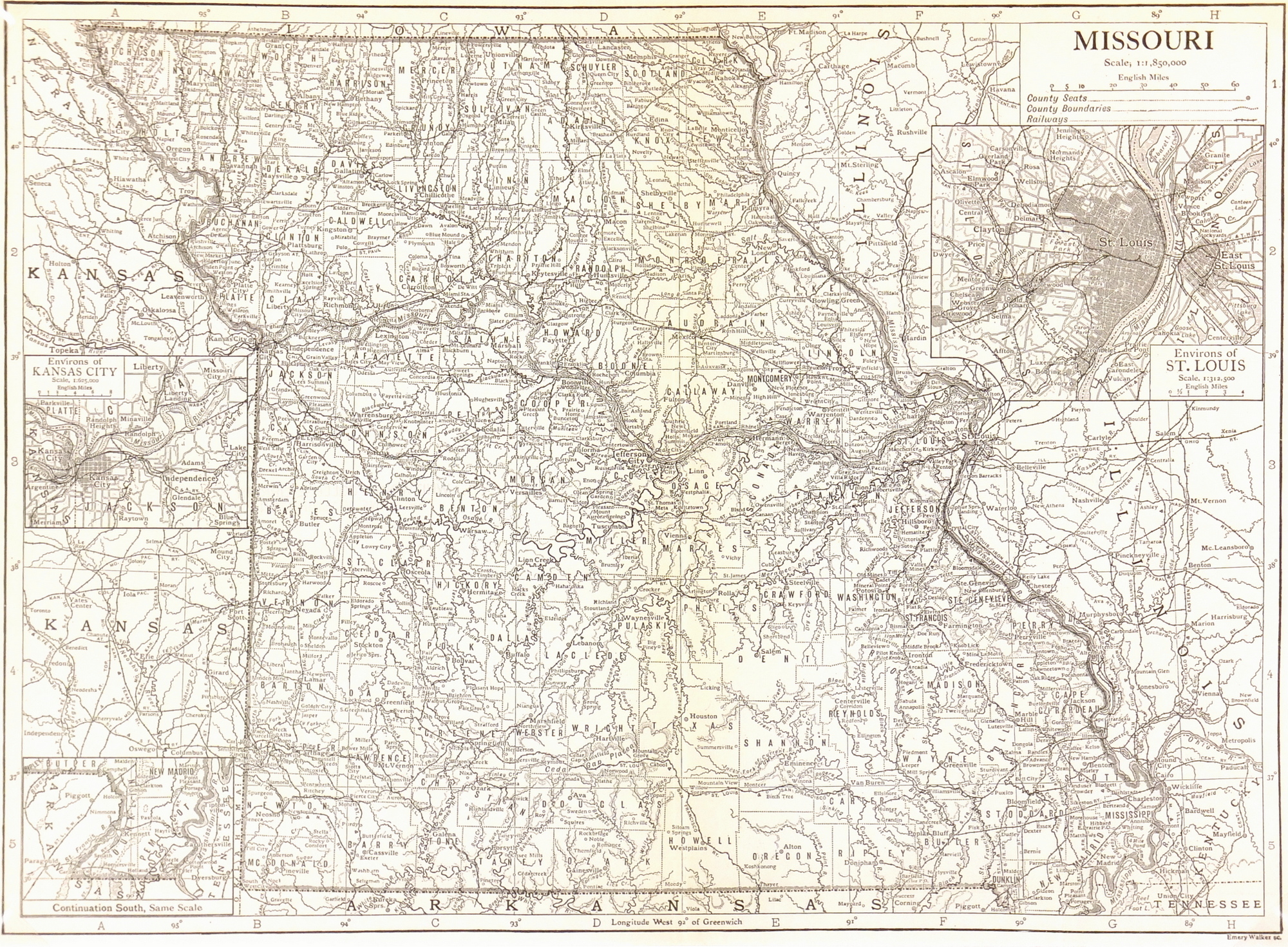 Missouri Map, 1910-main-7403K Missouri Map, 1910-main-7403K