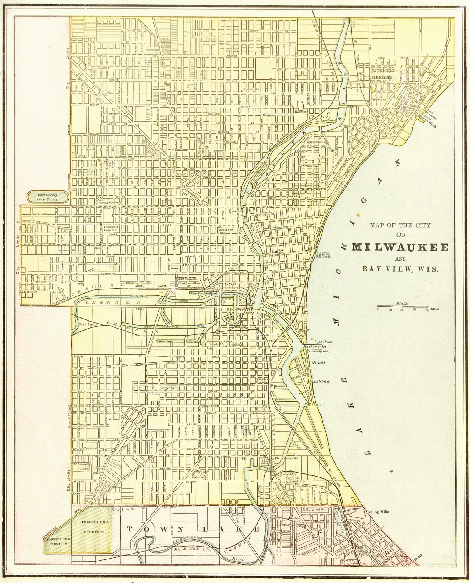 Milwaukee Map,1889-main-7648K Milwaukee Map,1889-main-7648K