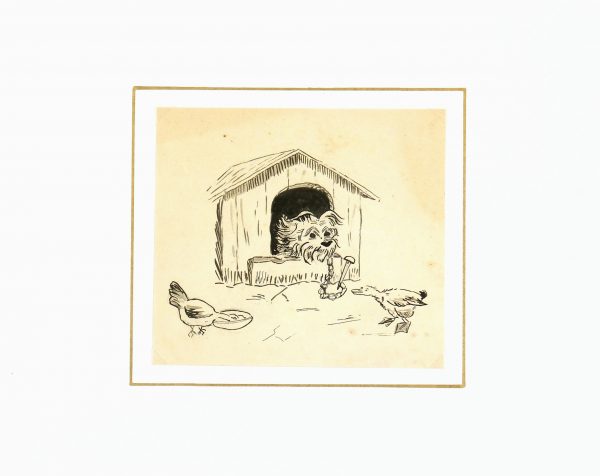 Drawing of Dog, Circa 1930-matted-7850K