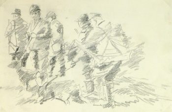 Drawing - Hunting Scene, Circa 1960-main-8317K