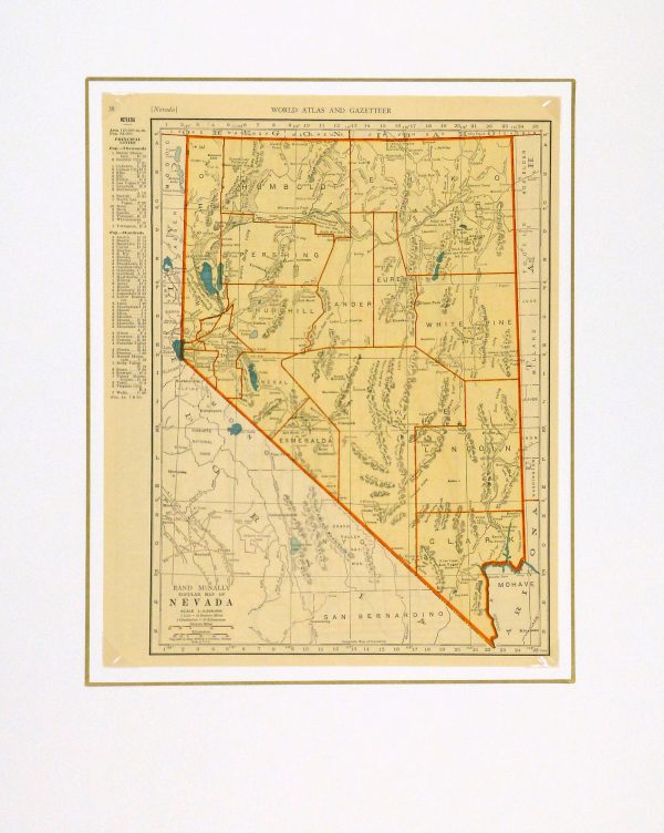 Map of Nevada, 1937-matted-8704K