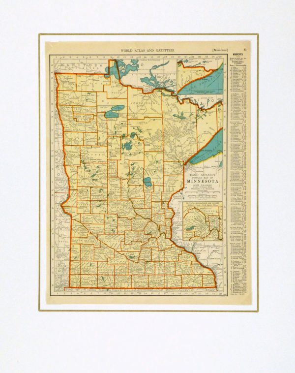 Map of Minnesota, 1937-matted-8706K