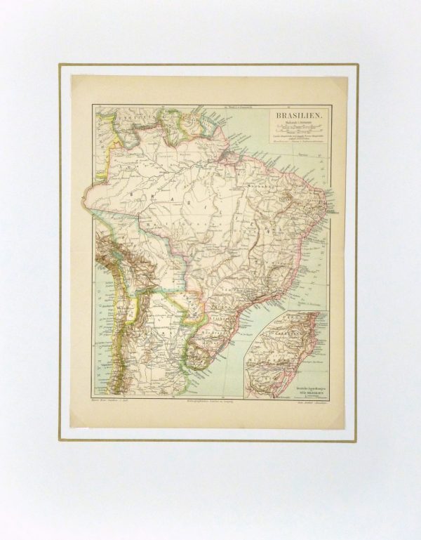 Brazil Map, Circa 1880-matted-8808K