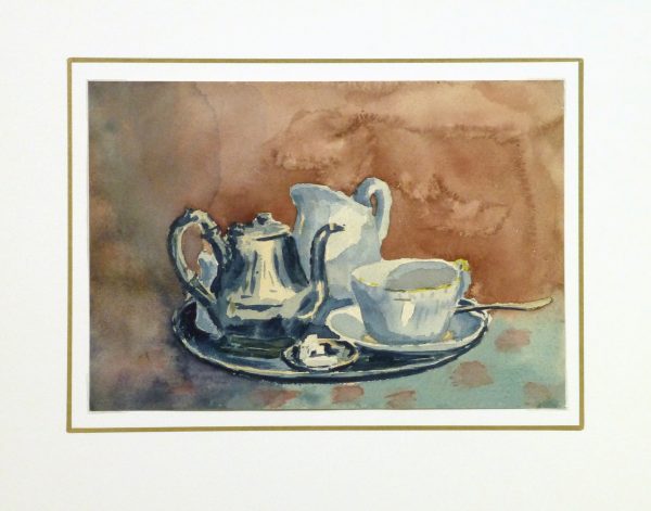 Watercolor - Tea Time, Circa 1930-matted-9288K