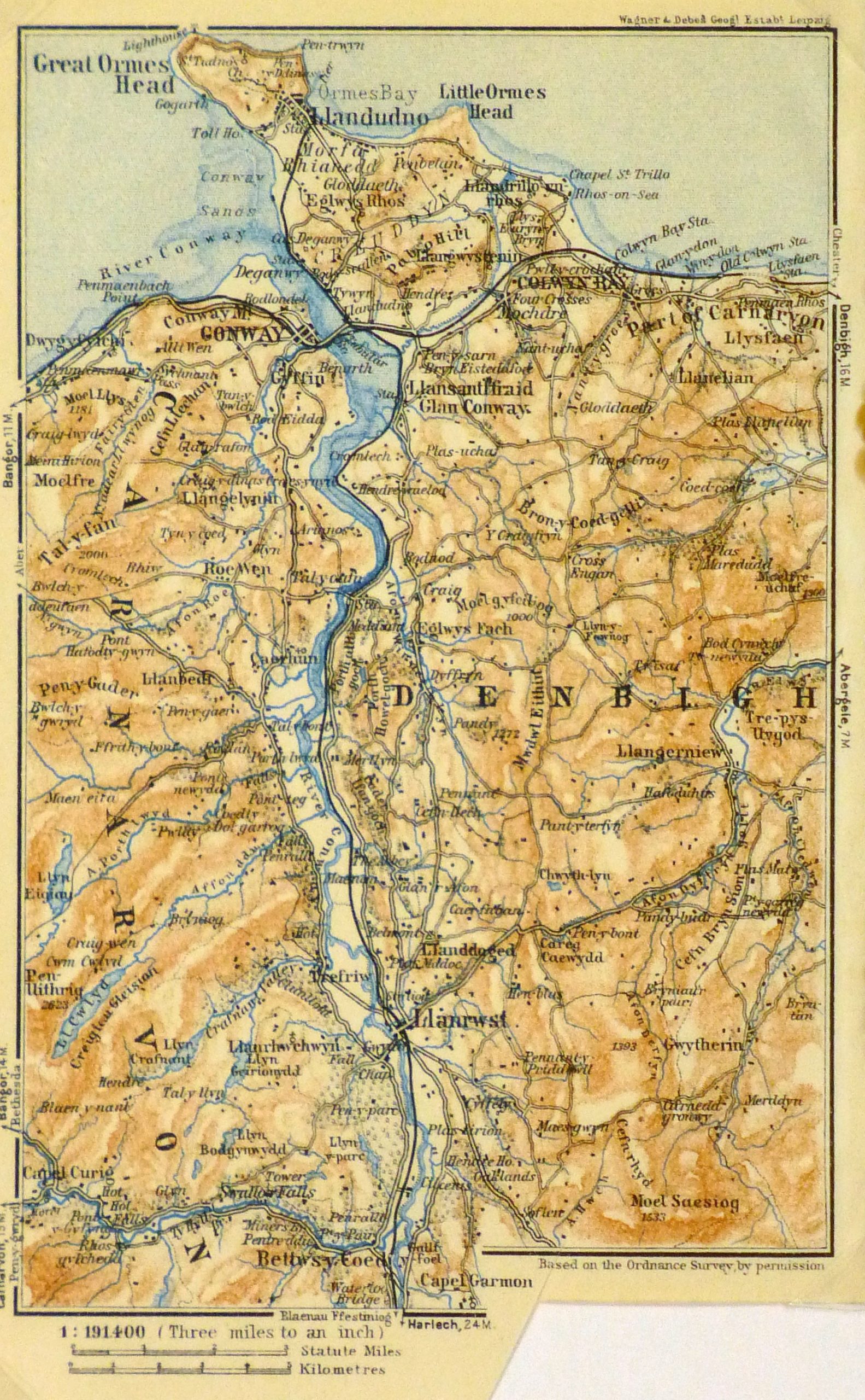 Map of River Conwy, Wales, 1927-main-9347K Map of River Conwy, Wales, 1927-main-9347K