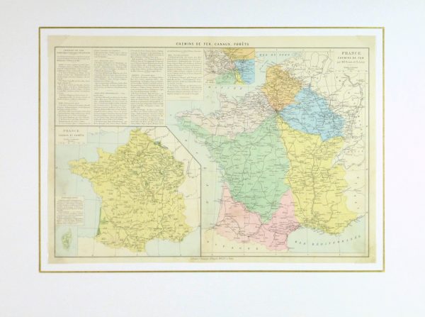 France Railways Map, 1883-matted-9379K