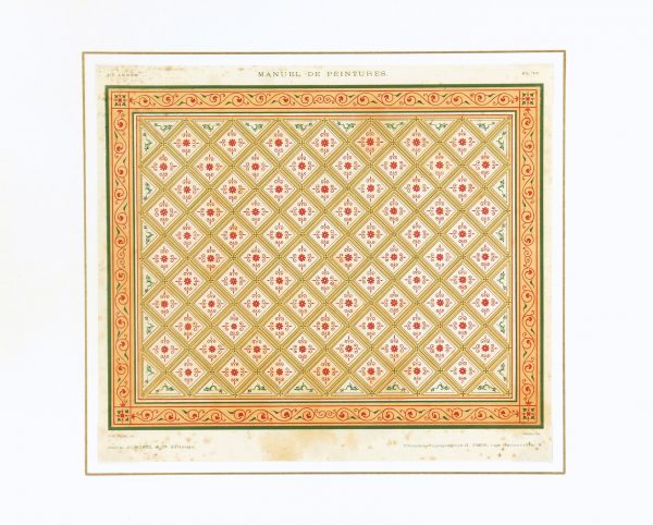 French Ceiling Antique Print, 1867-matted-K5130