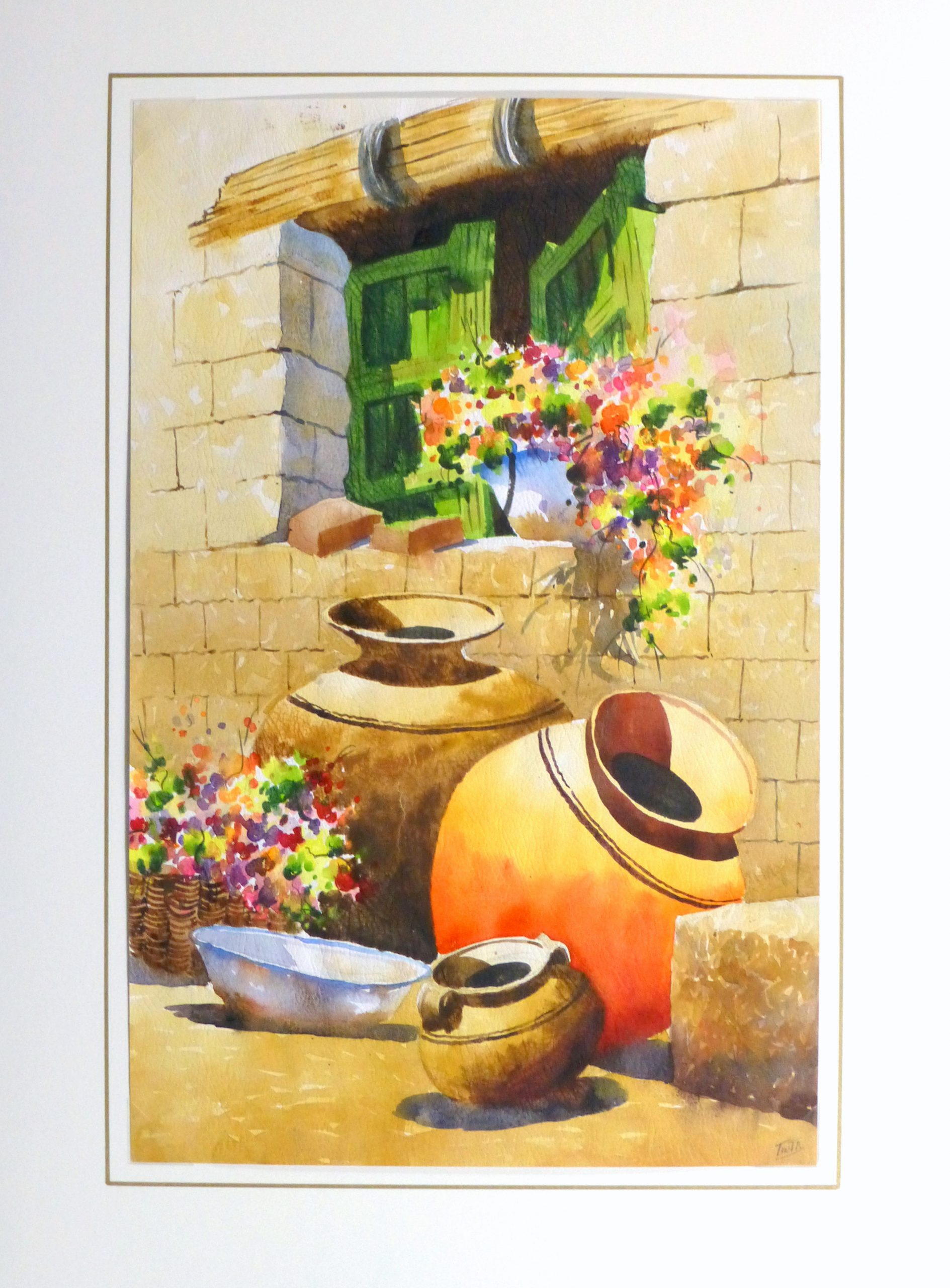 Watercolor Still Life - Peruvian Pottery 2011-matted-10533M Watercolor Still Life - Peruvian Pottery 2011-matted-10533M