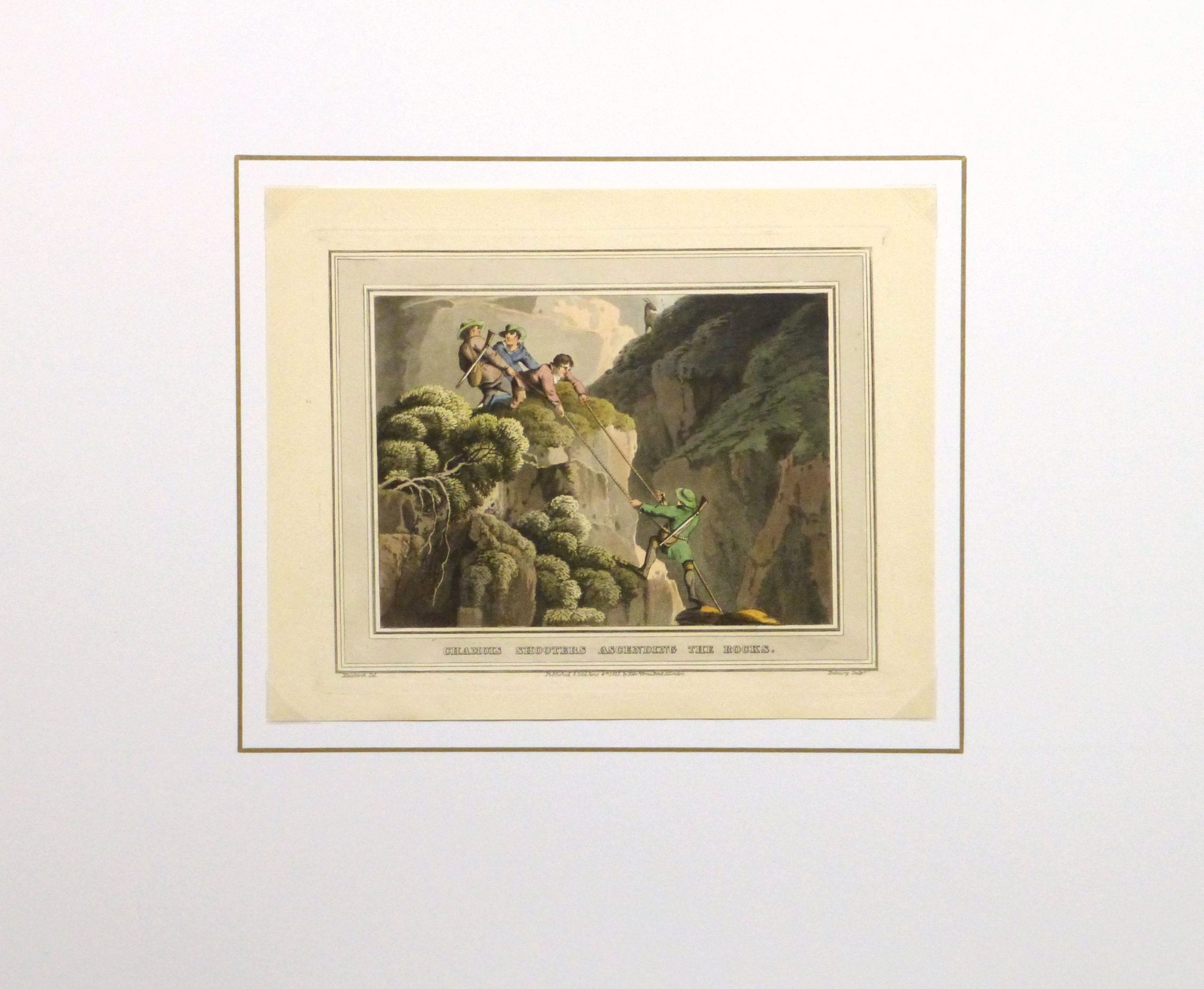 Aquatint Etching- Ascending the Rocks, 1813 -matted-10540M Aquatint Etching- Ascending the Rocks, 1813 -matted-10540M