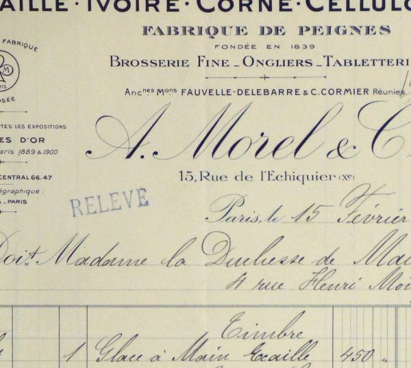 Duchess of Maillé Fine Linens Receipt, 1928-detail 2-10557M