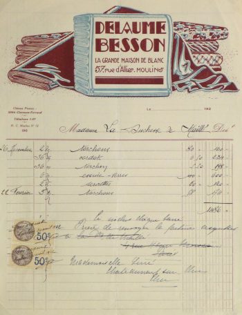 Duchess of Maillé Linens Receipt, 1932-main-10559M