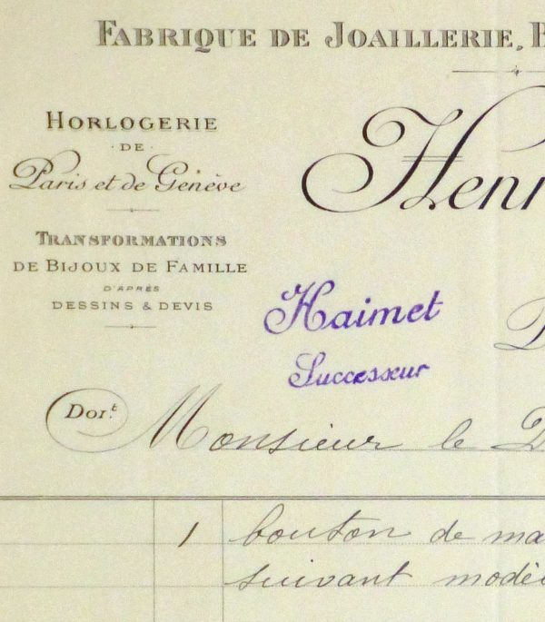 Duchess of Maillé Jewelry Receipt, 1922-detail10567M
