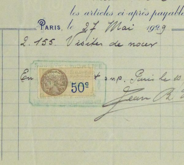 Duchess of Maillé Print Shop Receipt, 1929-detail 2-10573M