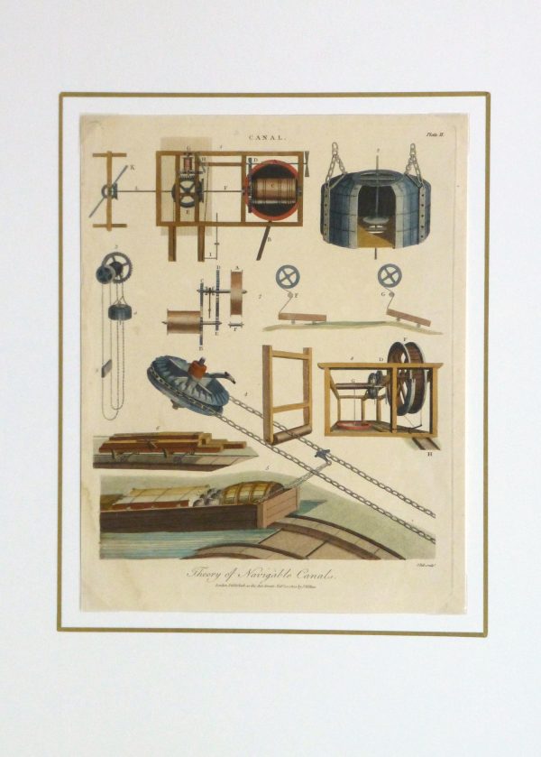 Canal Mechanics Engraving, 1800-matted-10630M