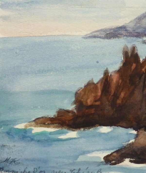 Watercolor Landscape - Mountain Shoreline, 1938-detail 2-10632M