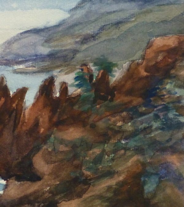 Watercolor Landscape - Mountain Shoreline, 1938-detail-10632M