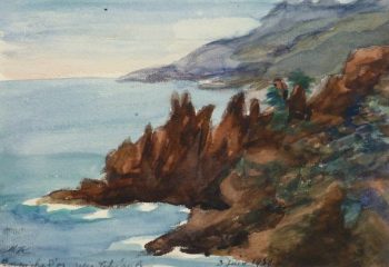 Watercolor Landscape - Mountain Shoreline, 1938-main-10632M