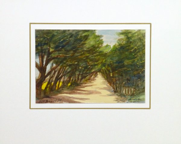 Watercolor Landscape - Mountain Shoreline, 1938-matted-10633M
