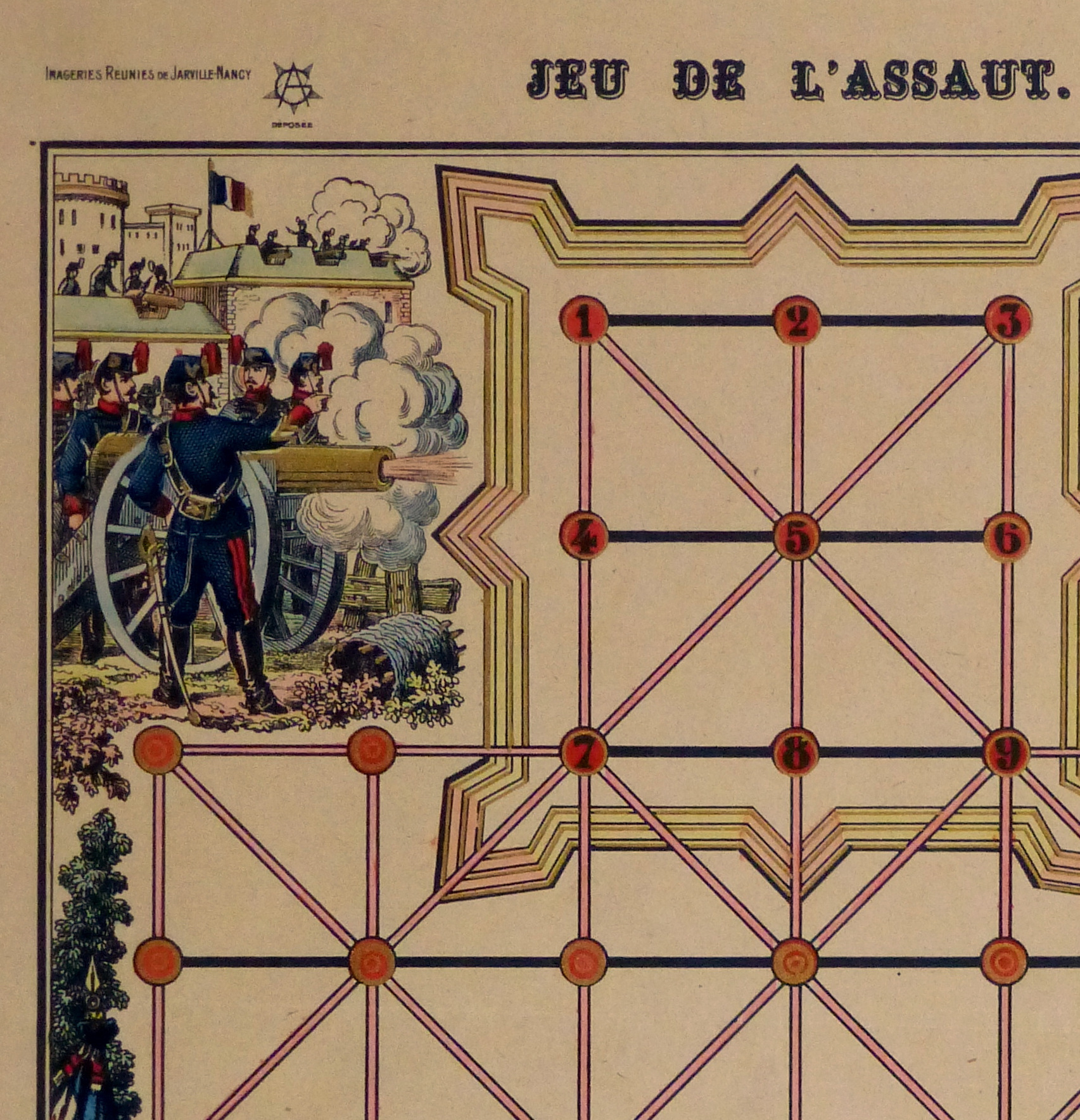 French Lithograph- Empire Game, Circa 1870-detail 2-10649M French Lithograph- Empire Game, Circa 1870-detail 2-10649M