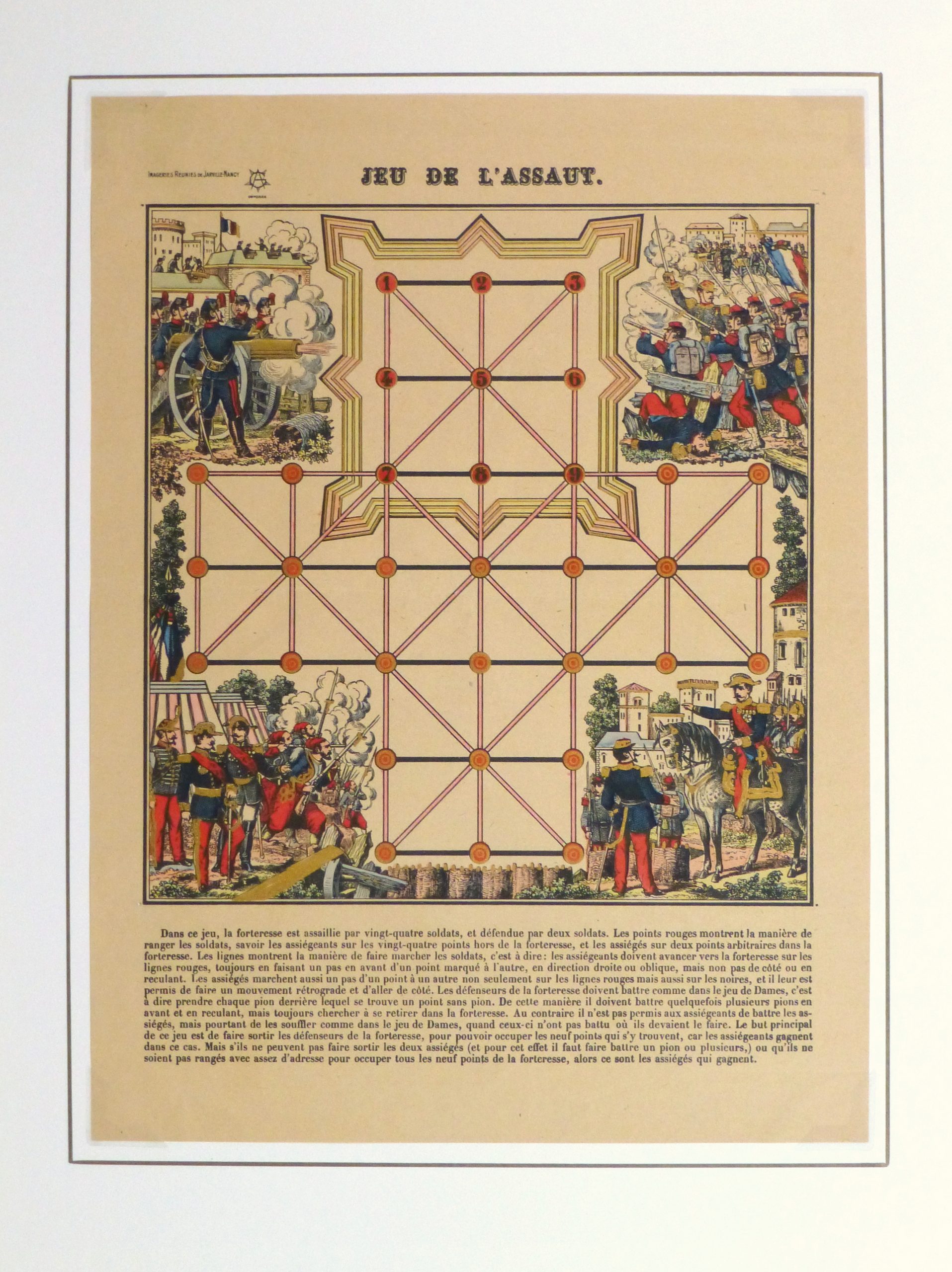 French Lithograph- Empire Game, Circa 1870-matted-10649M French Lithograph- Empire Game, Circa 1870-matted-10649M