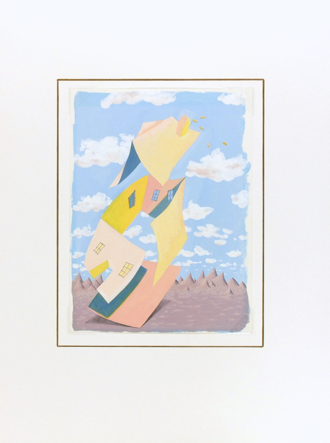 Abstract Acrylic - After Survage, Circa 1950-matted-5947G Abstract Acrylic - After Survage, Circa 1950-matted-5947G