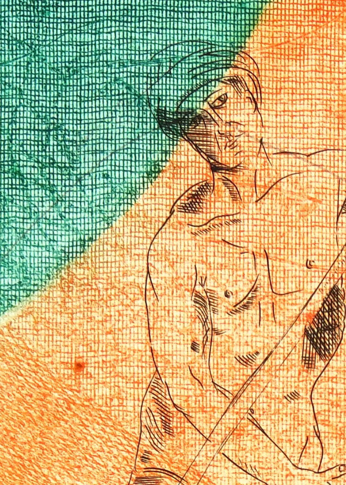 Aquatint Etching - La Corde, Circa 2000-detail-5998G Aquatint Etching - La Corde, Circa 2000-detail-5998G